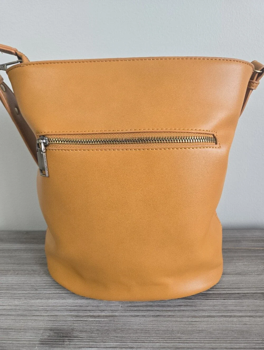Urban Originals Woven Faux Leather Bucket Shoulder Bag Tan Brown Boho